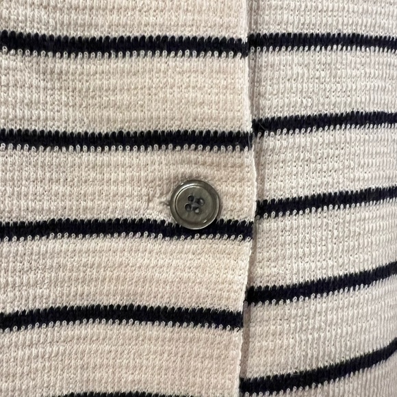 Cream and Navy Striped Sweater with Sheer Navy Bottom - Picture 6 of 6